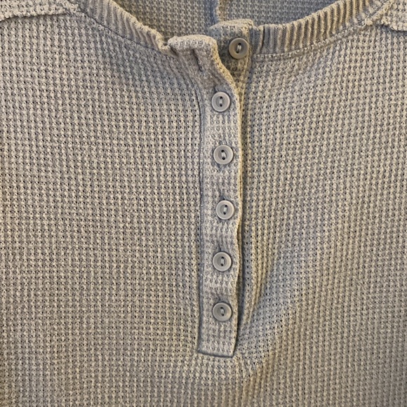 Urban Outfitters Out From Under XS Henley Crop Top Light Blue - Picture 3 of 4